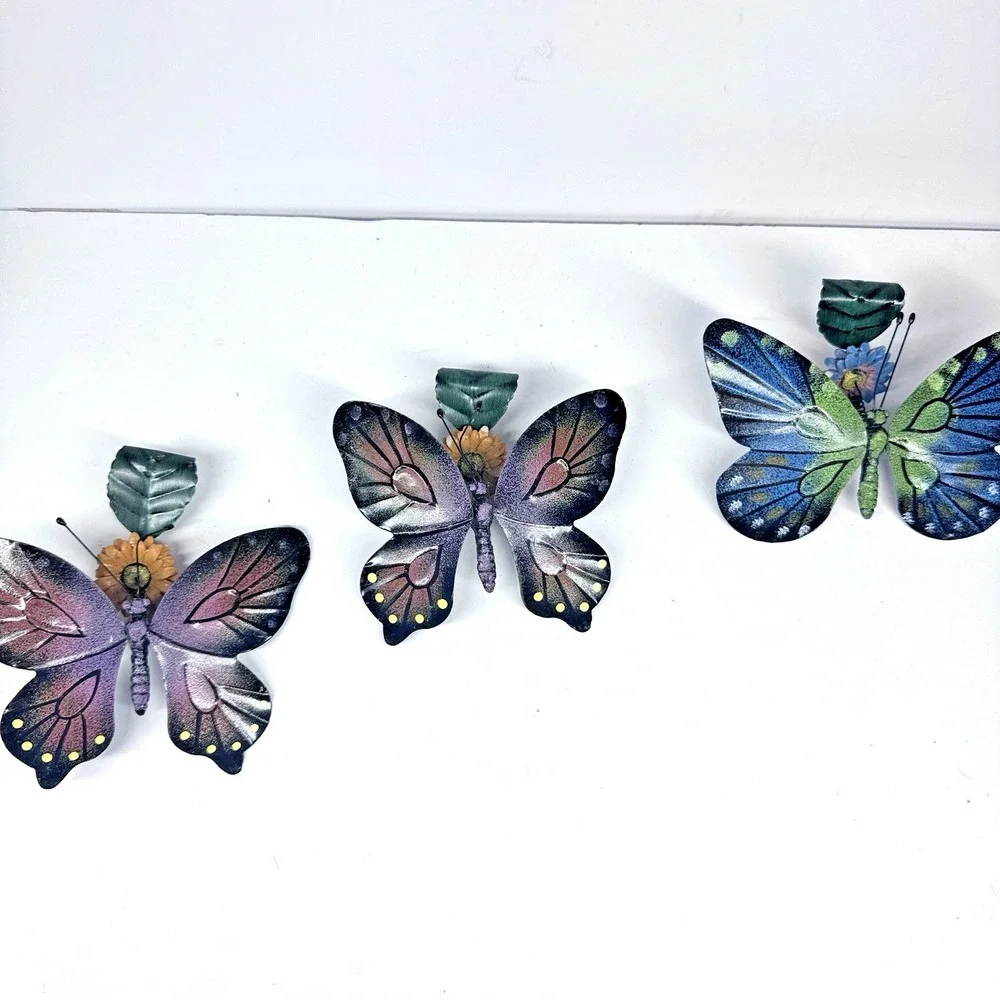 Metal‎ Butterfly Garden Decor Spring Clip On Plant Pot Art Set READ